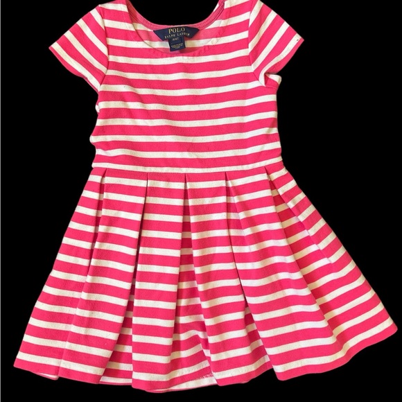 POLO RALPH LAUREN GIRLS DRESS 4T PINK STRIPED - Picture 1 of 1